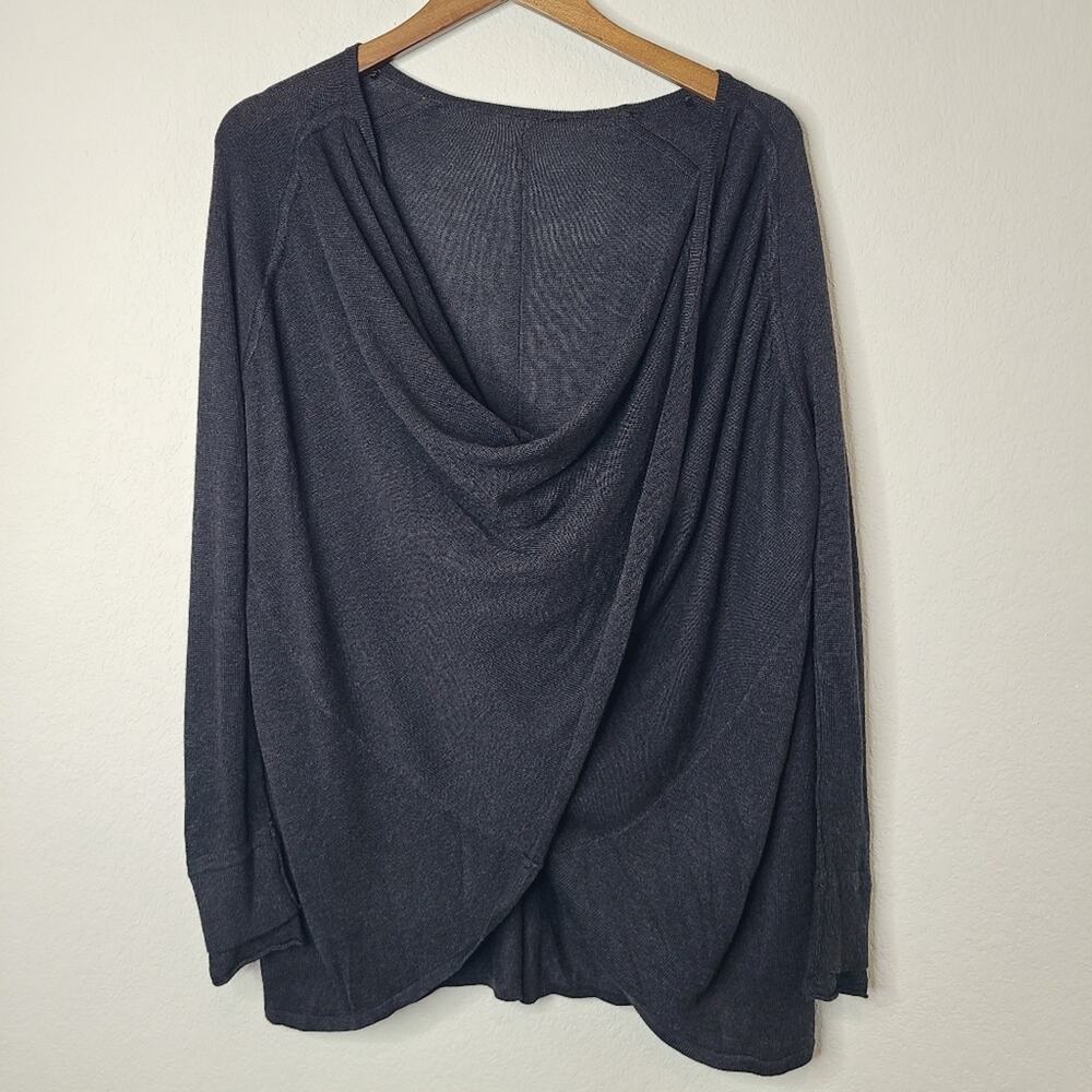 Lululemon Wrap Twist Front Long Sleeve Draped Back Sweater Charcoal No Size